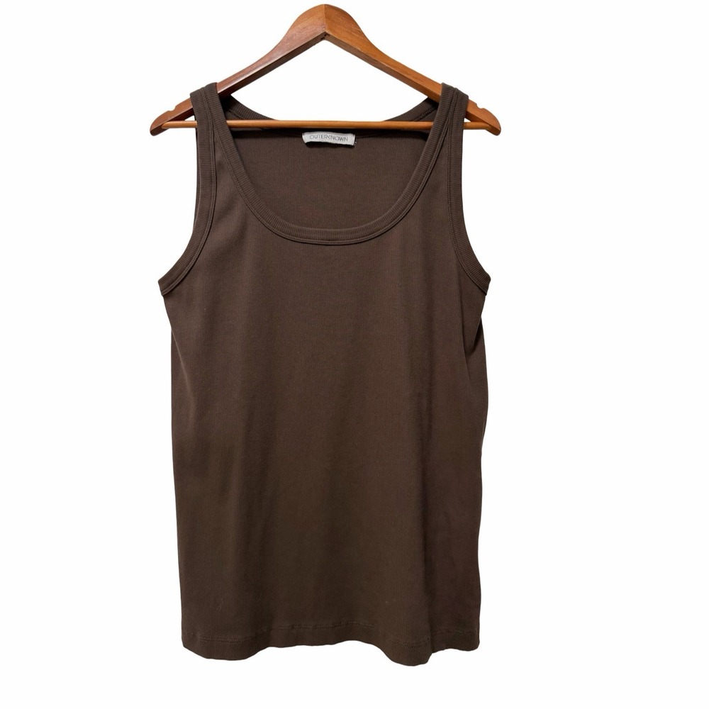 Outerknown Womens Sojourn Organic Cotton Ribbed Tank Top Size XXL Cola Brown